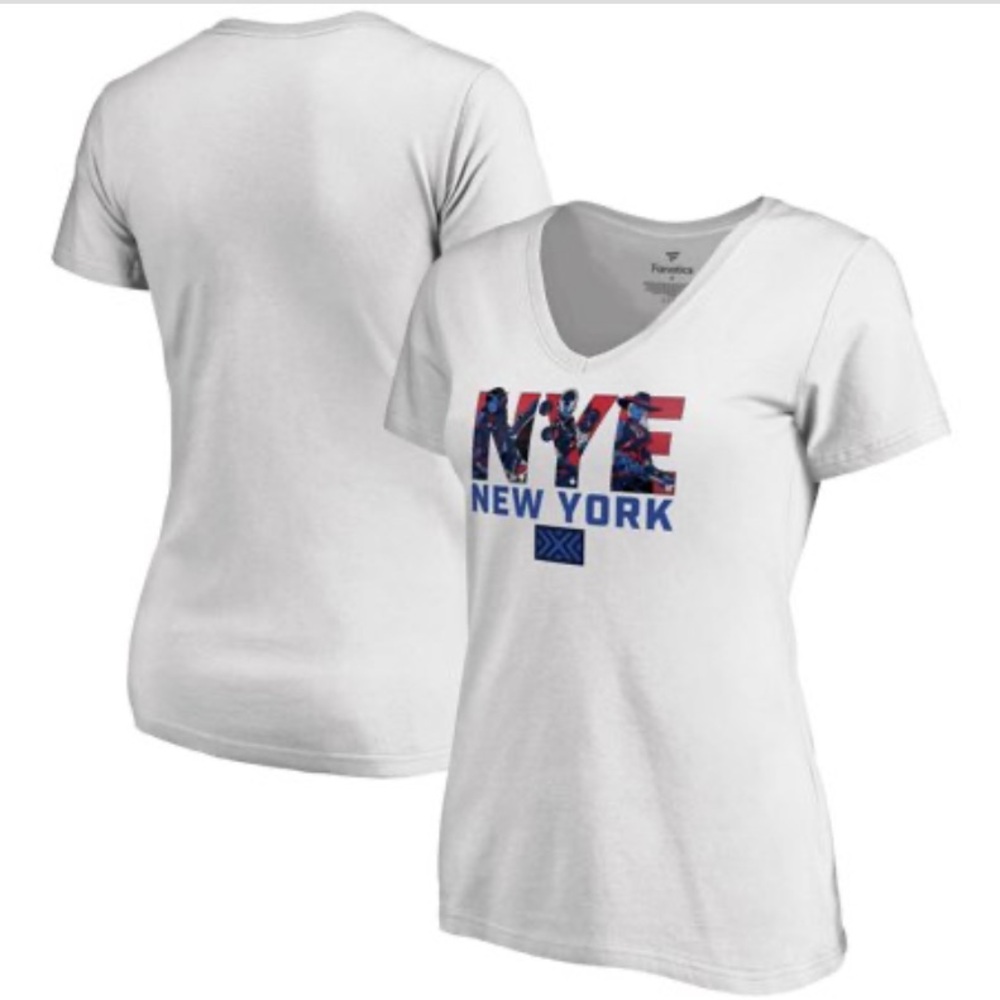 Fanatics New York Excelsior Women's City Hero V-Neck T-Shirt - White, Size: XL